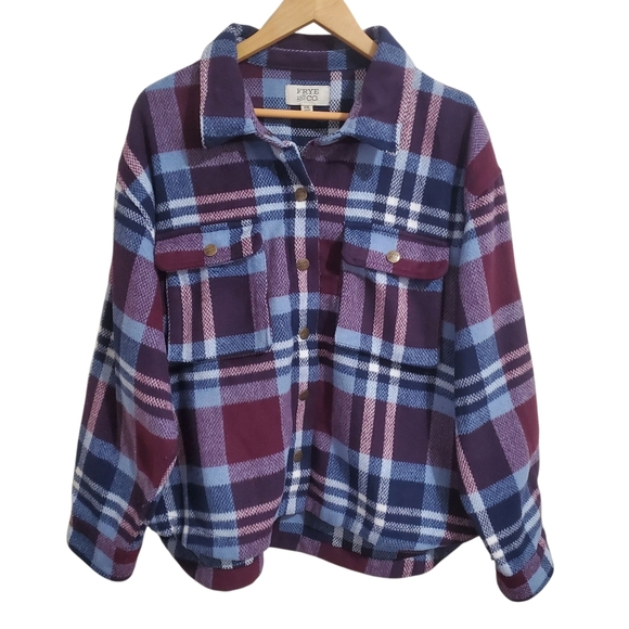 Frye Plaid Utility Shacket Jacket Button Front Pockets - Picture 2 of 15